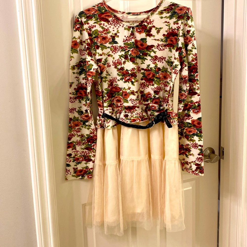 SOLD Rose Floral print tulle dress 10